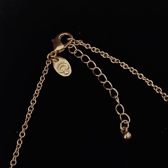 CHARMING CHARLIE Gold-Toned and Blue Flower Statement Necklace, 16” - Picture 3 of 3